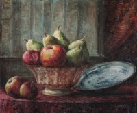 Nature morte aux pommes et aux poires dans une coupe